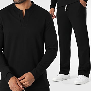 Uniplay - Set di maglietta a maniche lunghe e pantaloni da jogging testurizzati 216 nero