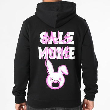 Sale Môme Paris - Sweat Capuche Lapin Spray Noir Rose Fluo