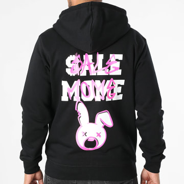 Sale Môme Paris - Sweat Zippé Capuche Lapin Spray Noir Rose Fluo