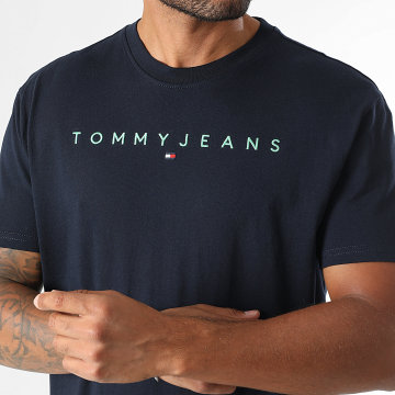 Tommy Jeans - T-Shirt Linear Logo 0744 Marineblau