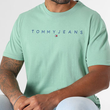 Tommy Jeans - T-Shirt Linear Logo 0744 Hellgrün