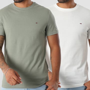 Tommy Jeans - 2er-Pack Jersey T-Shirts 0687 Weiß Grün Khaki