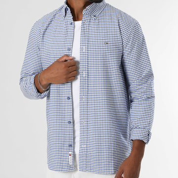 Tommy Jeans - Camisa Oxford a cuadros de manga larga 2025 Azul Blanco