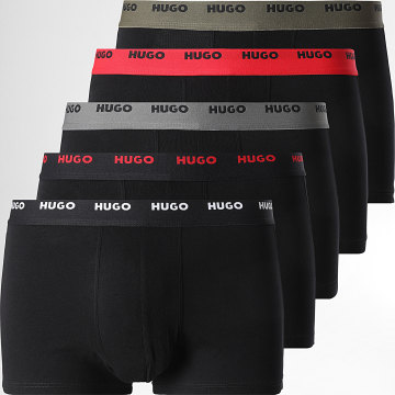 HUGO - Lot De 5 Boxers 50532619 Noir Rouge Gris Vert Kaki