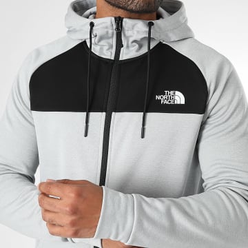 The North Face - Reaxion Fleece A8CNP Light Grey Black Hooded Zip Jacket
