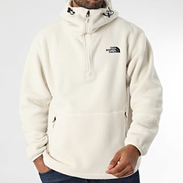 The North Face - Dirius A8F1X Light Beige Fleece Hooded Zip Neck Sweatshirt
