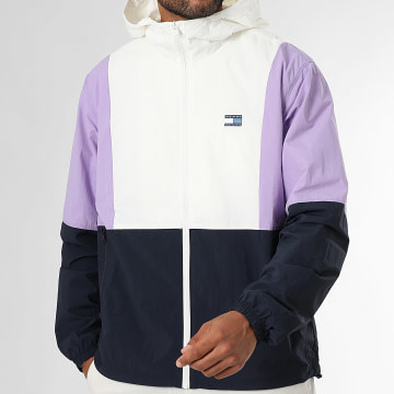 Tommy Jeans - Cortavientos Capucha Chicago 1393 Blanco Morado Azul Marino