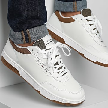 Tommy Hilfiger - Baskets Core Leather 5629 Ecru Army Green