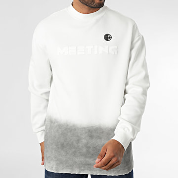 Uniplay - 565 Bianco Grigio Oversize Girocollo Felpa