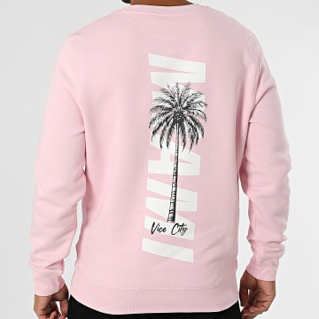 Luxury Lovers - Felpa girocollo Miami Palm Rosa