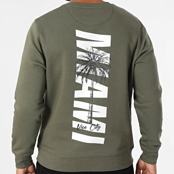 Luxury Lovers - Miami Palm - Felpa girocollo Verde Khaki Bianco