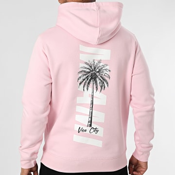 Luxury Lovers - Felpa con cappuccio Miami Palm Rosa Bianco