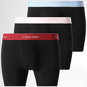 Calvin Klein - Icon NB4394 Nero Rosa Azzurro Bordeaux Set di 3 boxer
