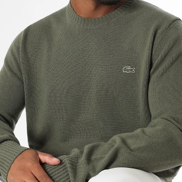 Lacoste - Classic Fit Crocodile Embroidered Logo Sweater Khaki Green