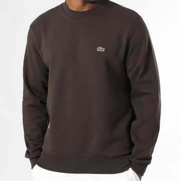Lacoste - Crewneck Sweat Classic Fit Embroidered Logo Crocodile Brown
