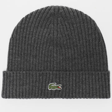 Lacoste - Embroidered Crocodile Logo Beanie Carbón Gris Heather