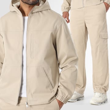 LBO - Co-ord Set Jass met Capuchon en Wijde Cargo Broek 2219 Beige