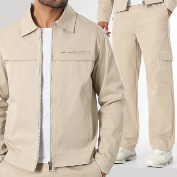 LBO - Co-ord Set Zipper Jass en Wijde Cargo Broek 2221 Beige