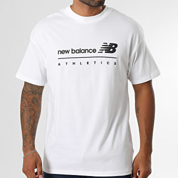New Balance - Camisola com t-shirt gráfica linear MT53525 Branco Preto