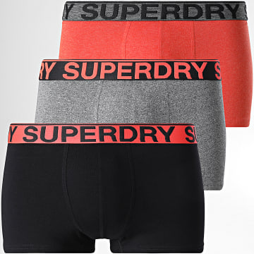 Superdry - Lot De 3 Boxers M3110450B Noir Gris Chiné Orange Chiné