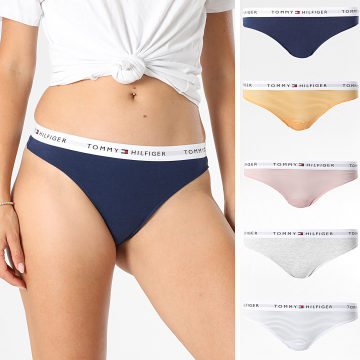 Tommy Hilfiger - Set di 5 infradito da donna 5932 Bianco Navy Grigio Screziato Arancione Rosa