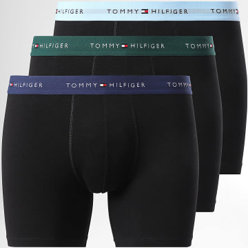 Tommy Hilfiger - Lot De 3 Boxers 2765 Noir Bleu Marine Bleu Clair Vert Foncé