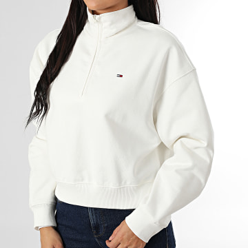 Tommy Jeans - Sweat Col Zippé Femme Flag 1589 Blanc