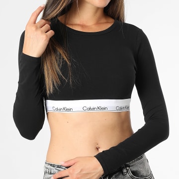 Calvin Klein - Tee a maniche lunghe da donna Bralette leggermente foderata QF8600 Nero