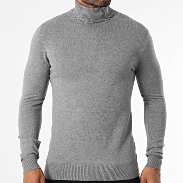 KZR - 053 Jersey de cuello alto gris jaspeado