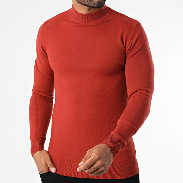 KZR - 076 Maglione con collo a imbuto rosso mattone