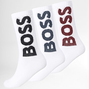 BOSS - Lote de 3 pares de calcetines 50524259 Blanco Burdeos Negro Azul