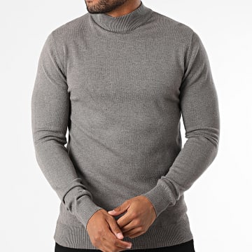 KZR - 076 Jersey de cuello redondo en chiné topo