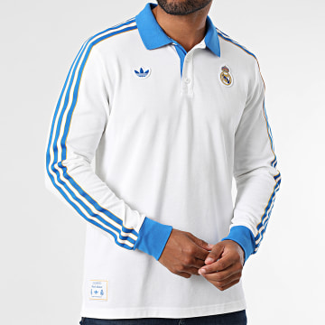 Adidas Originals - Polo Manches Longues A Bandes Real Madrid Icon JN3065 Blanc