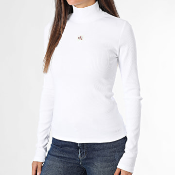 Calvin Klein - Sudadera de mujer con cuello alto 7D203 Blanco