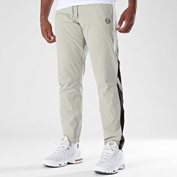 Sergio Tacchini - Apice 42256 Pantaloni da jogging a bande beige bianco nero