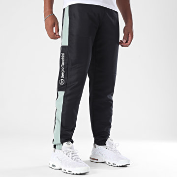 Sergio Tacchini - Pantalon Jogging A Bandes Abita 40814 Noir Vert Clair