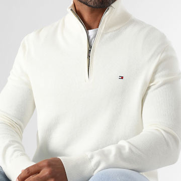 Tommy Hilfiger - Pima 8049 Suéter beige claro con cuello de cremallera