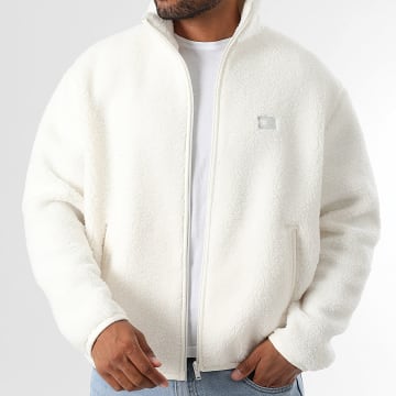 Tommy Jeans - Veste Sherpa Zippée Relaxed Fit Badge 2078 Blanc