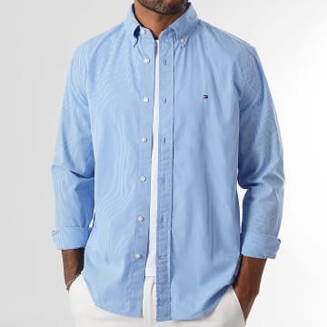 Tommy Hilfiger - Chemise Manches Longues A Carreaux Flex Poplin Micro Gingham 0457 Bleu Clair