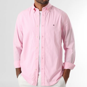 Tommy Hilfiger - Chemise Manches Longues A Rayures Core Hairline Poplin 1399 Rose