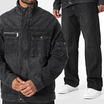 Uniplay - Black Zip Jean Jacket and Jean 004 Set