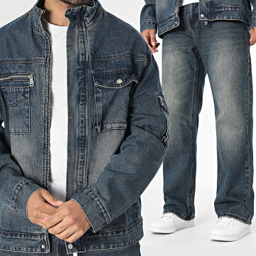Uniplay - Ensemble Veste Jean Zippée Et Jean 003 Bleu Brut