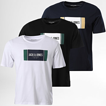 Jack And Jones - Juego De 3 Camisetas Hayato Blanco Negro Azul Marino