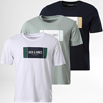 Jack And Jones - Juego De 3 Camisetas Hayato Blanco Azul Marino Verde