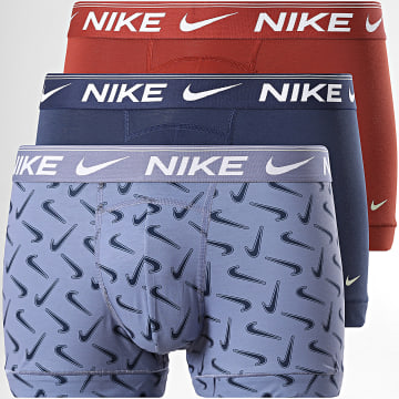 Nike - Lot De 3 Boxers KE1256 Marron Clair Bleu Marine Bleu Clair