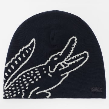 Lacoste - Gorro azul marino con logo grande y cocodrilo bordado