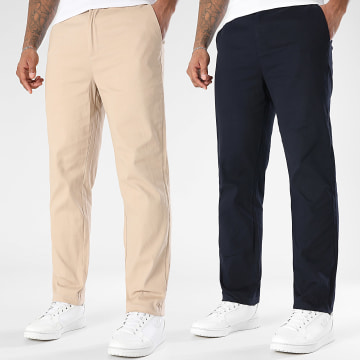 LBO - Lote de 2 2279 Pantalones chinos beige azul marino