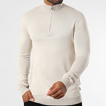 Only And Sons - Wyler Life Jersey Beige Cuello Cremallera