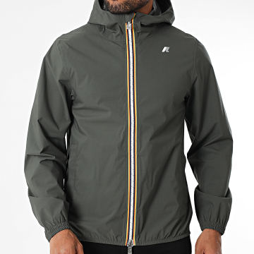 K-Way - Jack Stretch Dot Hooded Zip Jacket Khaki Groen