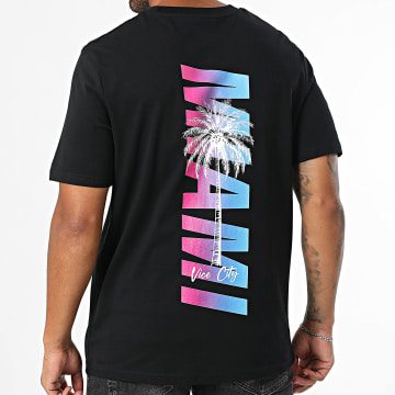 Luxury Lovers - Tee Shirt Oversize Large Sunset Palm Zwart Blauw Roze